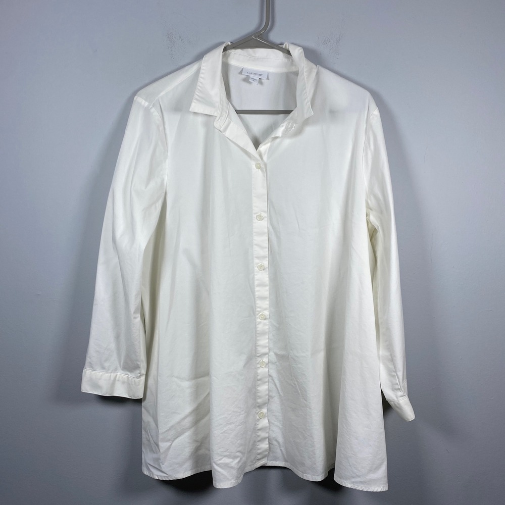 J.‎ Jill Button Down Shirt Womens Large Tall Stretch White Shirt Collection Chic
